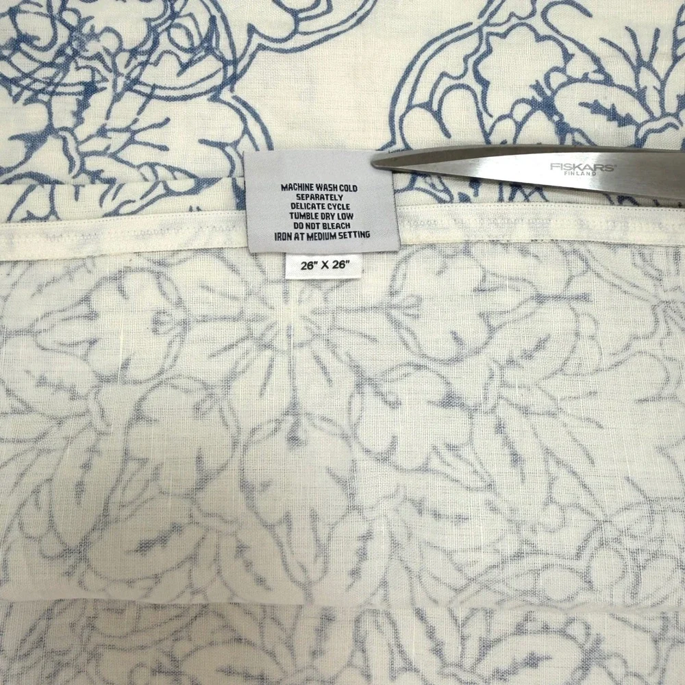 John Robshaw Linen Blend Euro Sham 26x26 Blue Medallion Mandala Zip Pillow Cover